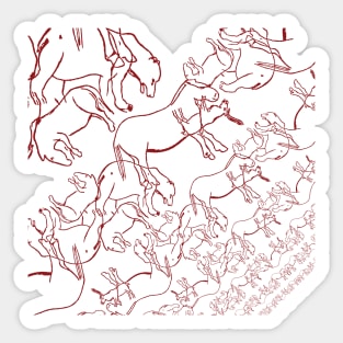 Paleolithic Bear, Horse and others Red version Sticker